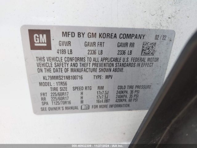 KL79MMS21NB100716 Chevrolet Trailblazer Fwd Ls