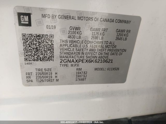2GNAXPEX6K6210621 Chevrolet Equinox Premier