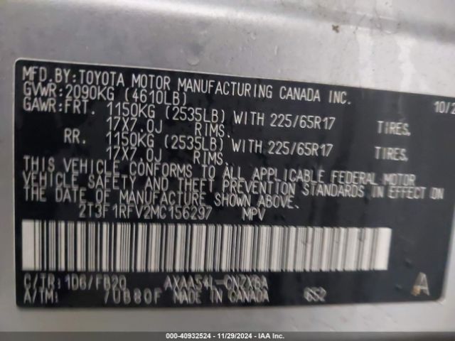 2T3F1RFV2MC156297 Toyota RAV4 LE