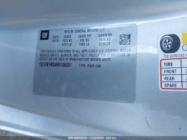 Chevrolet Camaro 1lt 2017 1G1FB1RS4H0106051 Image 9