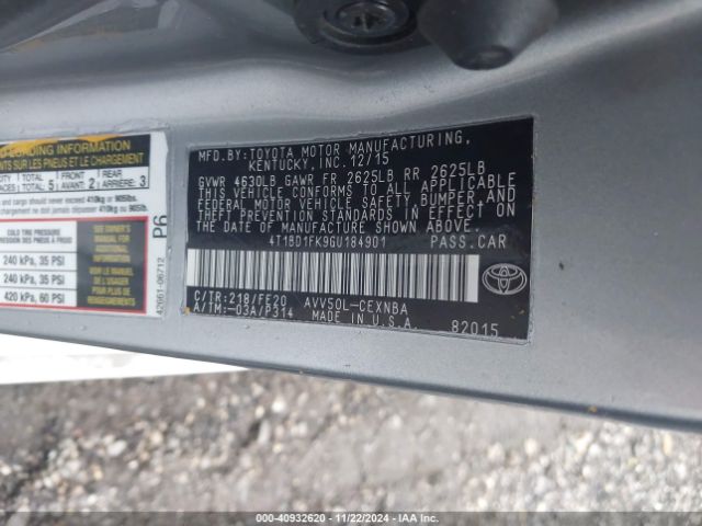 4T1BD1FK9GU184901 Toyota Camry Hybrid Le