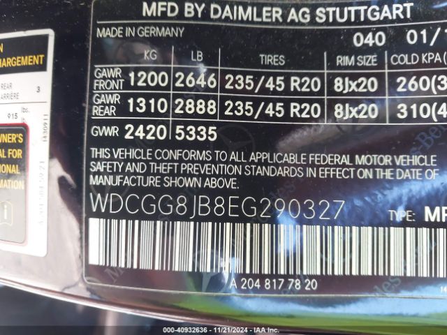 WDCGG8JB8EG290327 Mercedes-Benz Glk 350 4matic