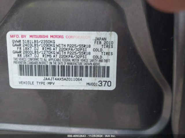 2010 MITSUBISHI OUTLANDER JA4JT4AX5AZ011064 Photo 8