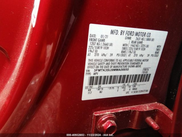 3FMTK3SU9MMA08850 Ford Mustang Mach-e Premium