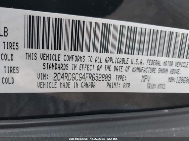 2C4RDGCG4FR652809 Dodge Grand Caravan Sxt