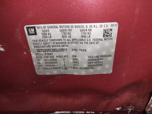 3GTU2VEC3EG239511 GMC Sierra 1500 Slt