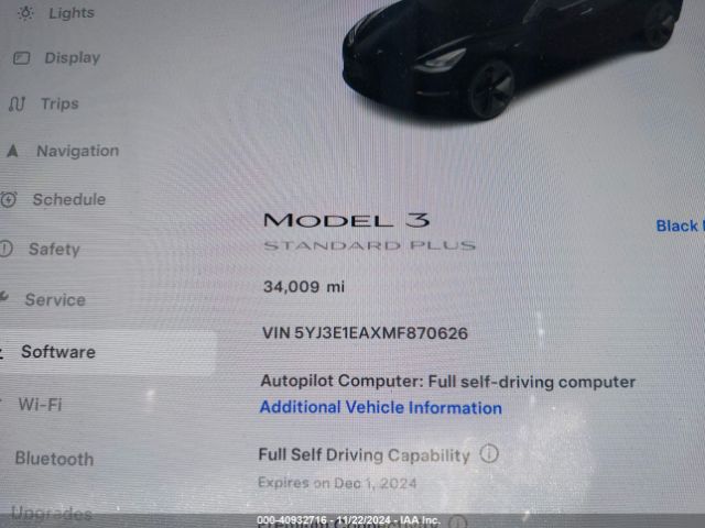 5YJ3E1EAXMF870626 Tesla Model 3 Standard Range Plus Rear-wheel Drive