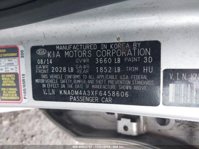 KNADM4A3XF6458606 KIA RIO LX