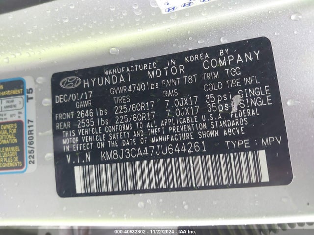 Hyundai TUCSON SEL 2018 KM8J3CA47JU644261 Image 9