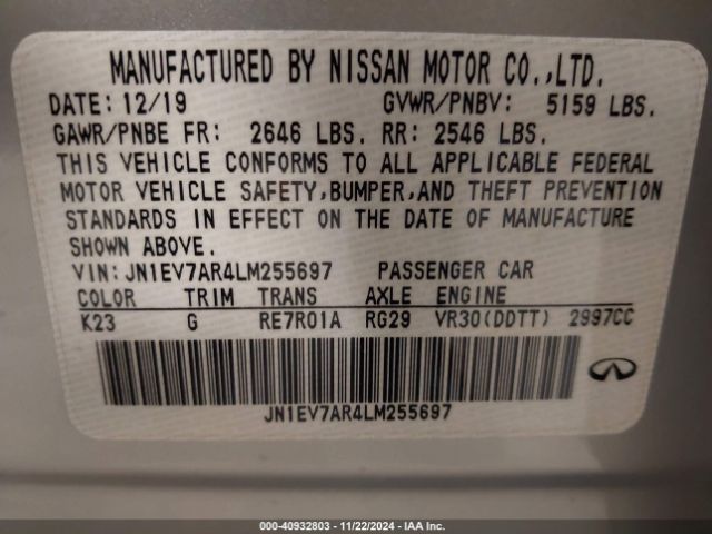 JN1EV7AR4LM255697 Infiniti Q50 Luxe Awd