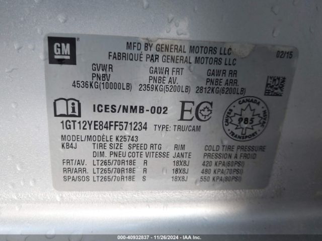1GT12YE84FF571234 GMC Sierra 2500hd Sle