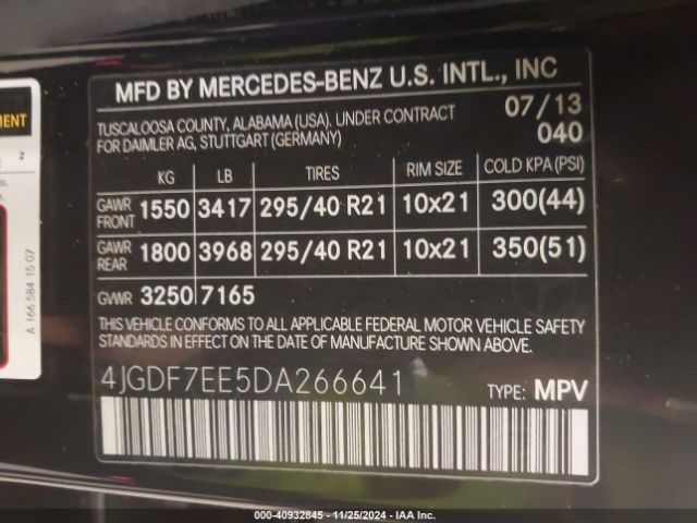 2013 MERCEDES-BENZ GL 63 AMG 4JGDF7EE5DA266641 Photo 8