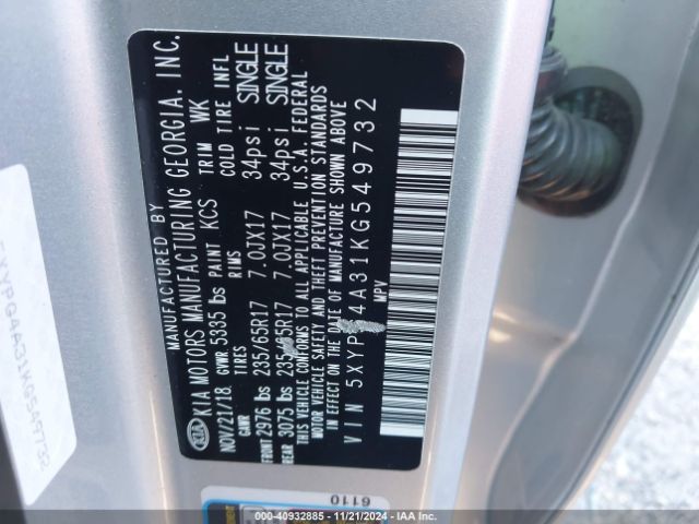 5XYPG4A31KG549732 KIA Sorento 2.4l L