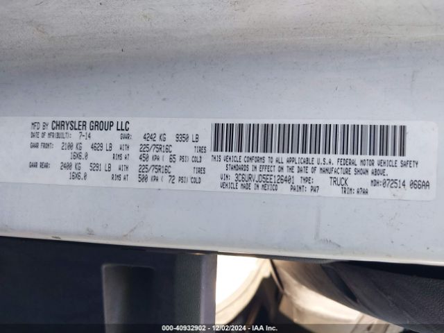3C6URVJD5EE126401 RAM Promaster 3500 High Roof