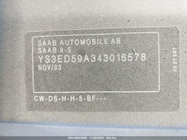 2004 SAAB 9-5 YS3ED59A343016578 Photo 8