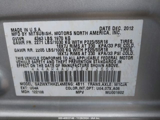 2013 MITSUBISHI OUTLANDER SPORT 4A4AR4AU7DE012666 Photo 8