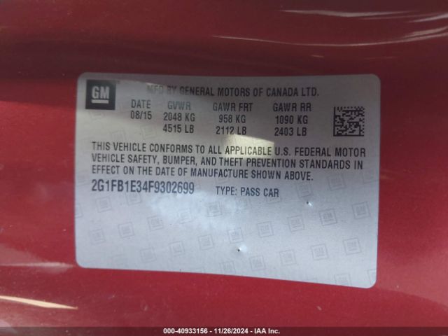 2G1FB1E34F9302699 Chevrolet Camaro 2ls