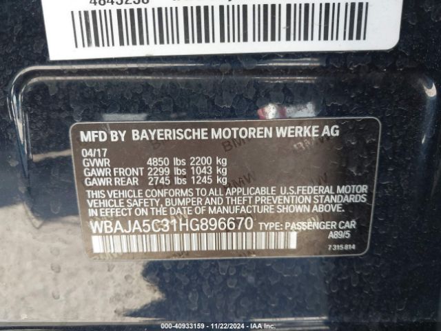 WBAJA5C31HG896670 BMW 530I