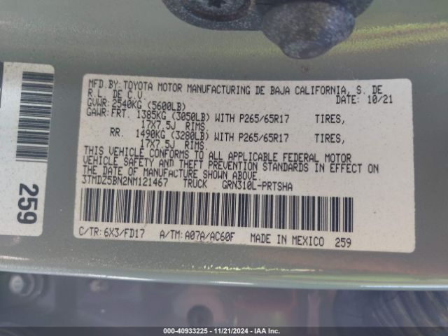 3TMDZ5BN2NM121467 Toyota Tacoma