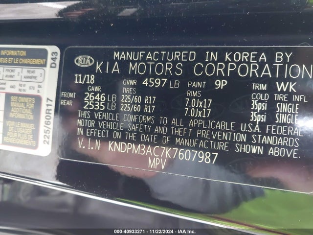 KIA Sportage Lx 2019 KNDPM3AC7K7607987 Image 9
