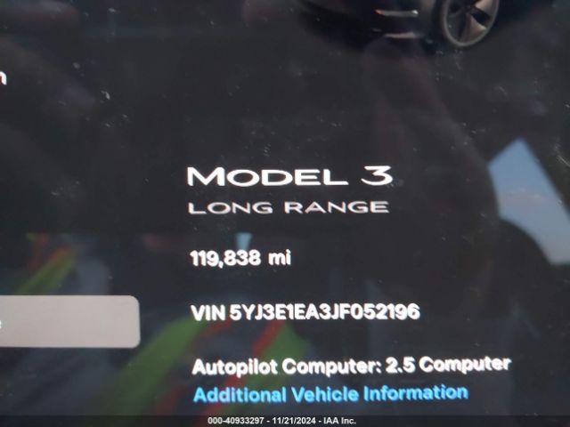 5YJ3E1EA3JF052196 Tesla Model 3 Long Range/mid Range