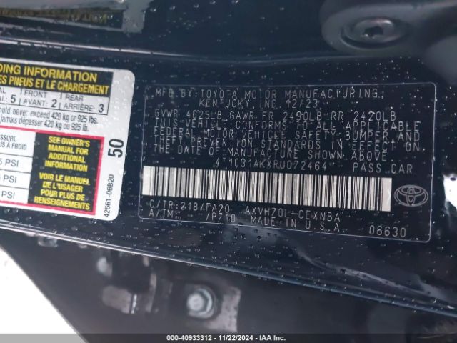 4T1C31AKXRU072464 Toyota Camry Hybrid Le