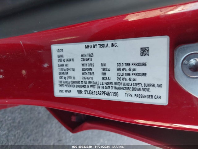 2023 TESLA MODEL 3 5YJ3E1EA2PF451156 Photo 8