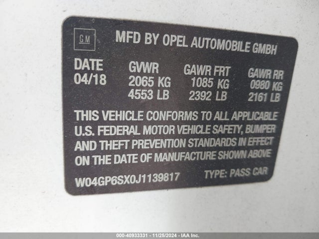 W04GP6SX0J1139817 Buick Regal Sportback Essence