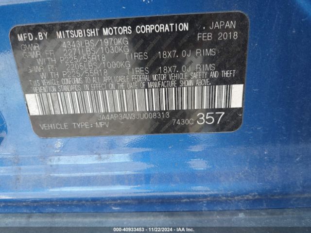 2018 MITSUBISHI OUTLANDER SPORT JA4AP3AW3JU008313 Photo 8