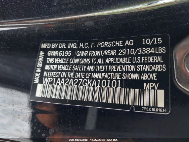 WP1AA2A27GKA10101 Porsche Cayenne