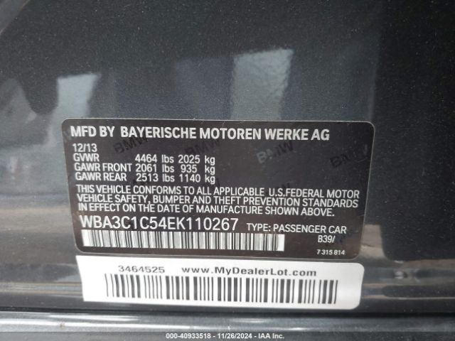 WBA3C1C54EK110267 BMW 328I
