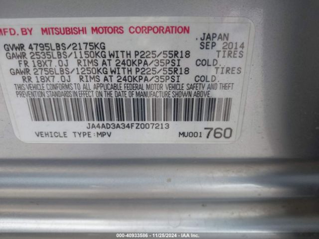 JA4AD3A34FZ007213 Mitsubishi Outlander Se