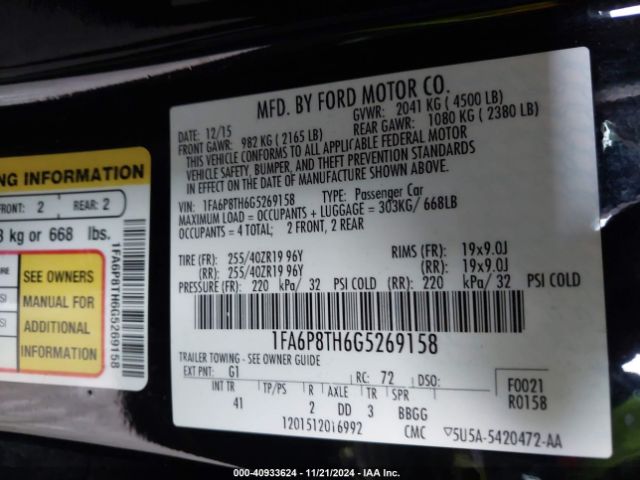 1FA6P8TH6G5269158 Ford Mustang Ecoboost