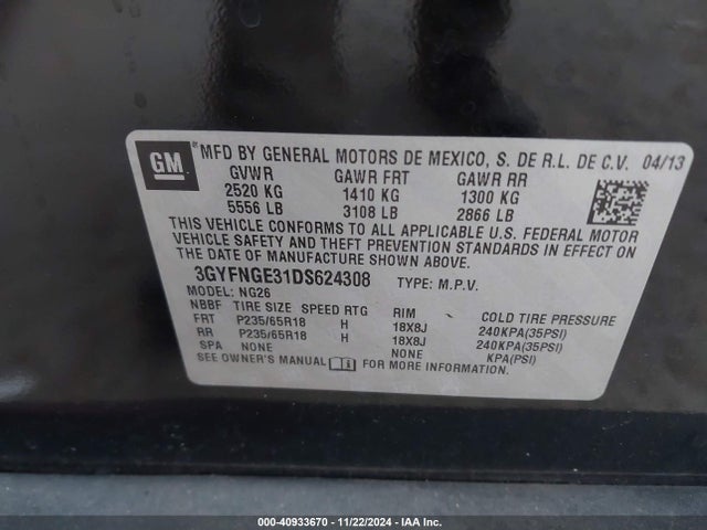 2013 CADILLAC SRX 3GYFNGE31DS624308 Photo 8