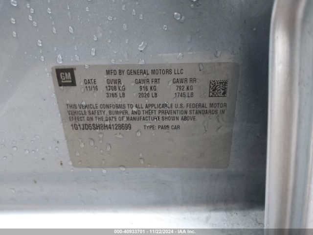 1G1JD5SH8H4128699 Chevrolet Sonic Lt Auto