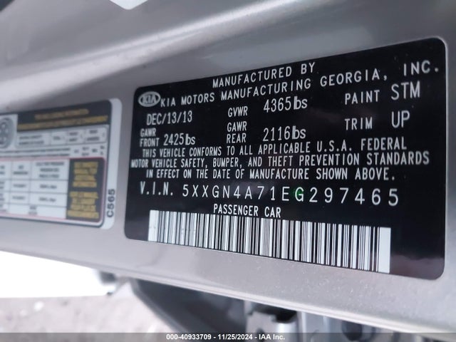 KIA OPTIMA EX 2014 5XXGN4A71EG297465 Image 9