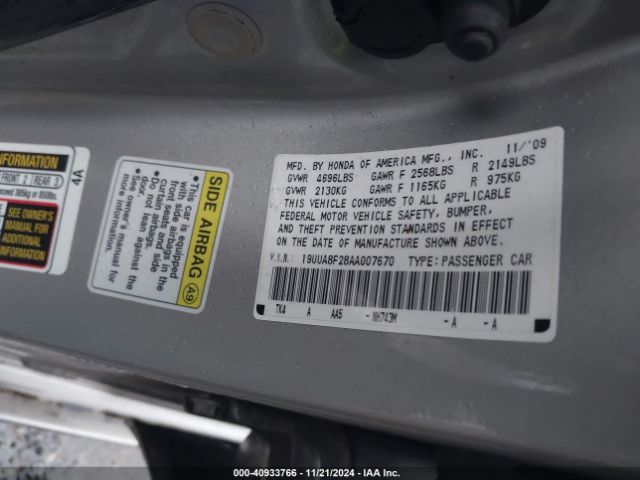 2010 ACURA TL 19UUA8F28AA007670 Photo 8