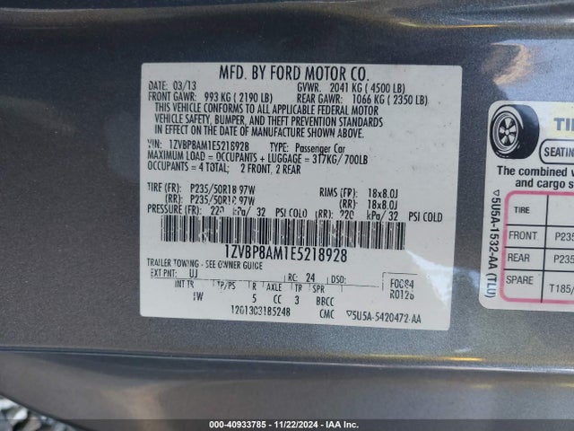 1ZVBP8AM1E5218928 Ford Mustang V6