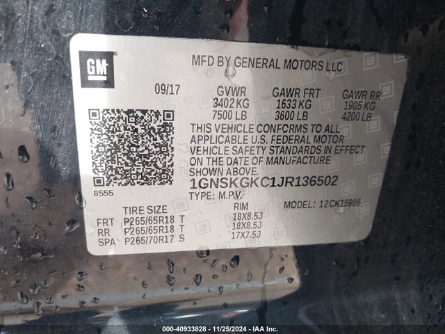 Chevrolet Suburban Ls 2018 1GNSKGKC1JR136502 Image 9