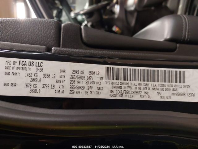 2020 JEEP GRAND CHEROKEE 1C4RJFBGXLC328577 Photo 8