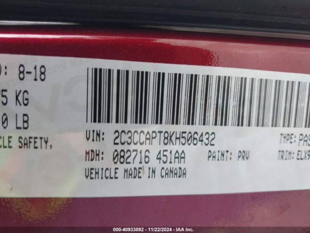 2019 CHRYSLER 300 2C3CCAPT8KH506432 Photo 8