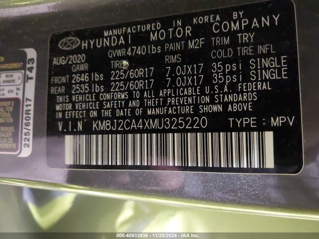 Hyundai TUCSON SE 2021 KM8J2CA4XMU325220 Image 9