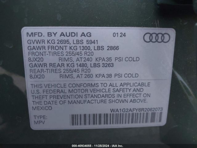 WA1G2AFY6R2062073 Audi Q5 Premium 55 Tfsi E S Line Quattro S Tronic