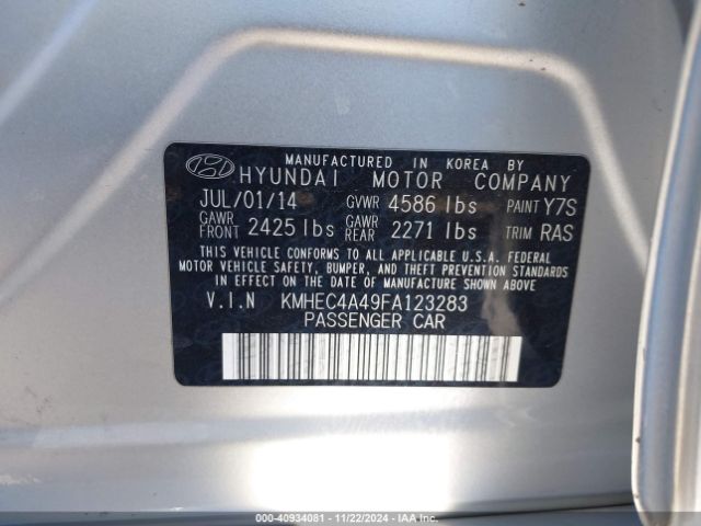 KMHEC4A49FA123283 Hyundai Sonata Hybrid Limited