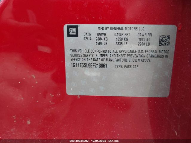1G11E5SL9EF213861 Chevrolet MALIBU 2LT