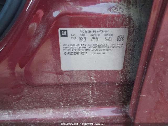 1G1PE5SB5G7135027 Chevrolet Cruze Limited 1lt Auto