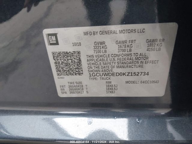 1GCUWDED0KZ152734 Chevrolet Silverado 1500 Rst