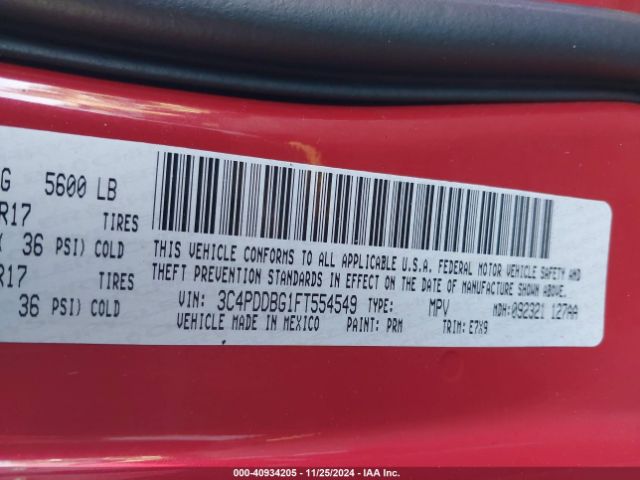 3C4PDDBG1FT554549 Dodge Journey Sxt