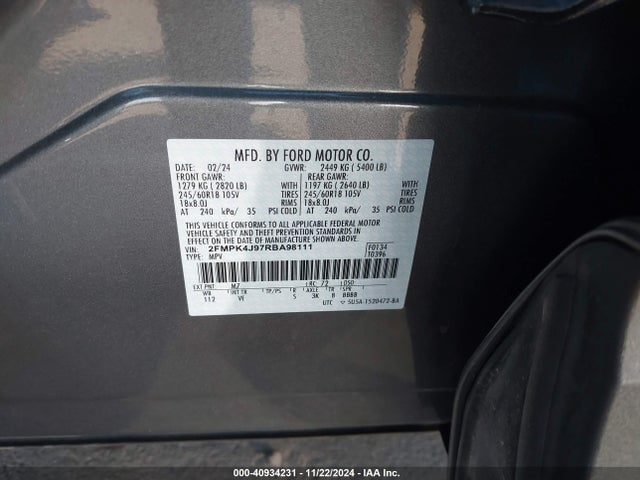 Ford EDGE SEL 2024 2FMPK4J97RBA98111 Image 9
