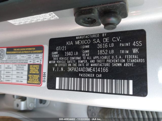 3KPA24AD3ME414166 KIA RIO LX